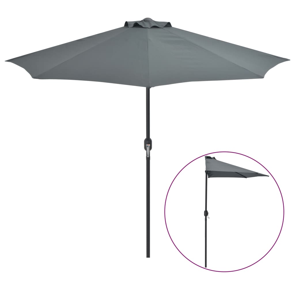 NNEVL Balcony Parasol with Aluminium Pole Anthracite 270x135 cm Half-1