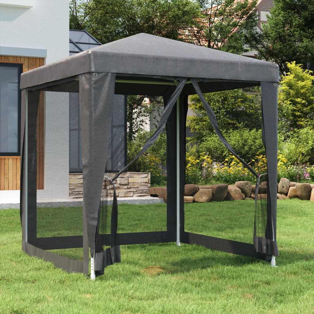 NNEVL Party Tent with 4 Mesh Sidewalls Anthracite 2x2 m HDPE-0